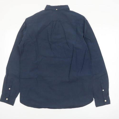 H&M L.O.G.G Men’s Blue Regular Fit Long Sleeve Cotton Button-Up Shirt M