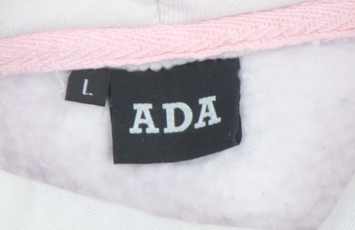 ADA Women's Pink Pullover Hoodie Size L 100% Cotton Casual Sweatshirt