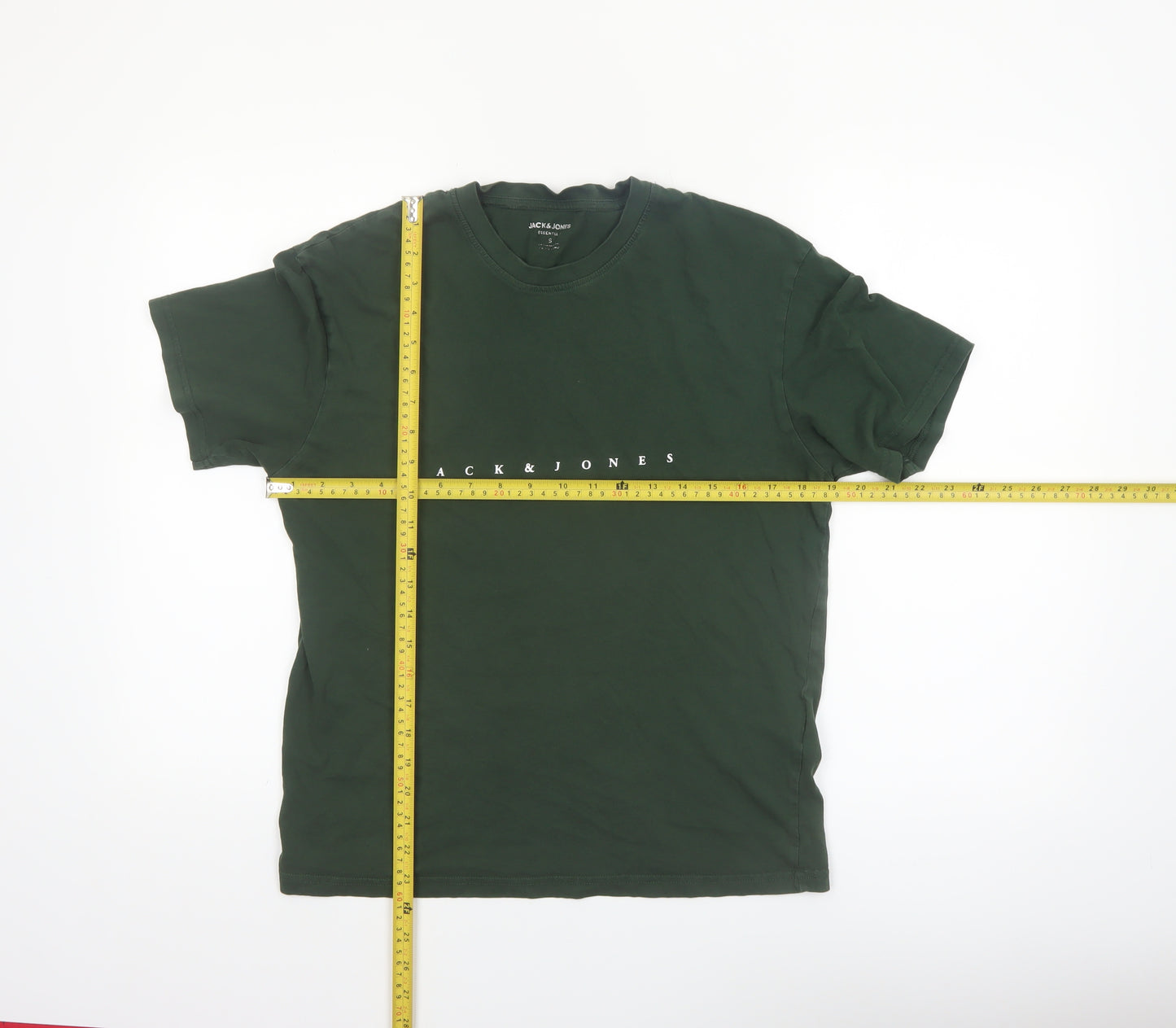 Jack & Jones Men's Green Small Crew Neck Cotton Graphic T-Shirt