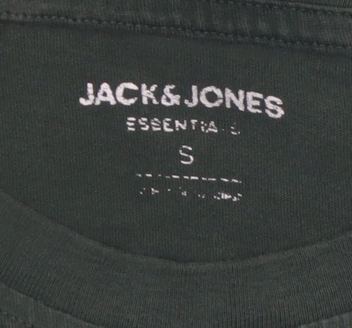 Jack & Jones Men's Green Small Crew Neck Cotton Graphic T-Shirt