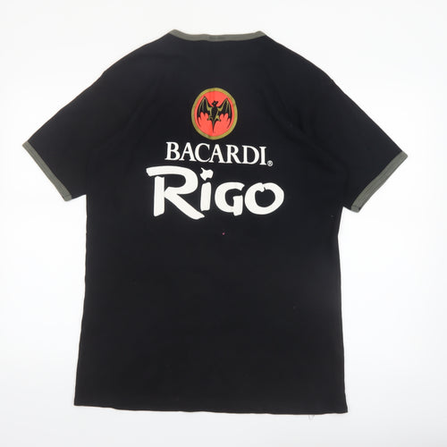 Bacardi Rigo Black Graphic Men's XL T-Shirt 100% Cotton Retro Style