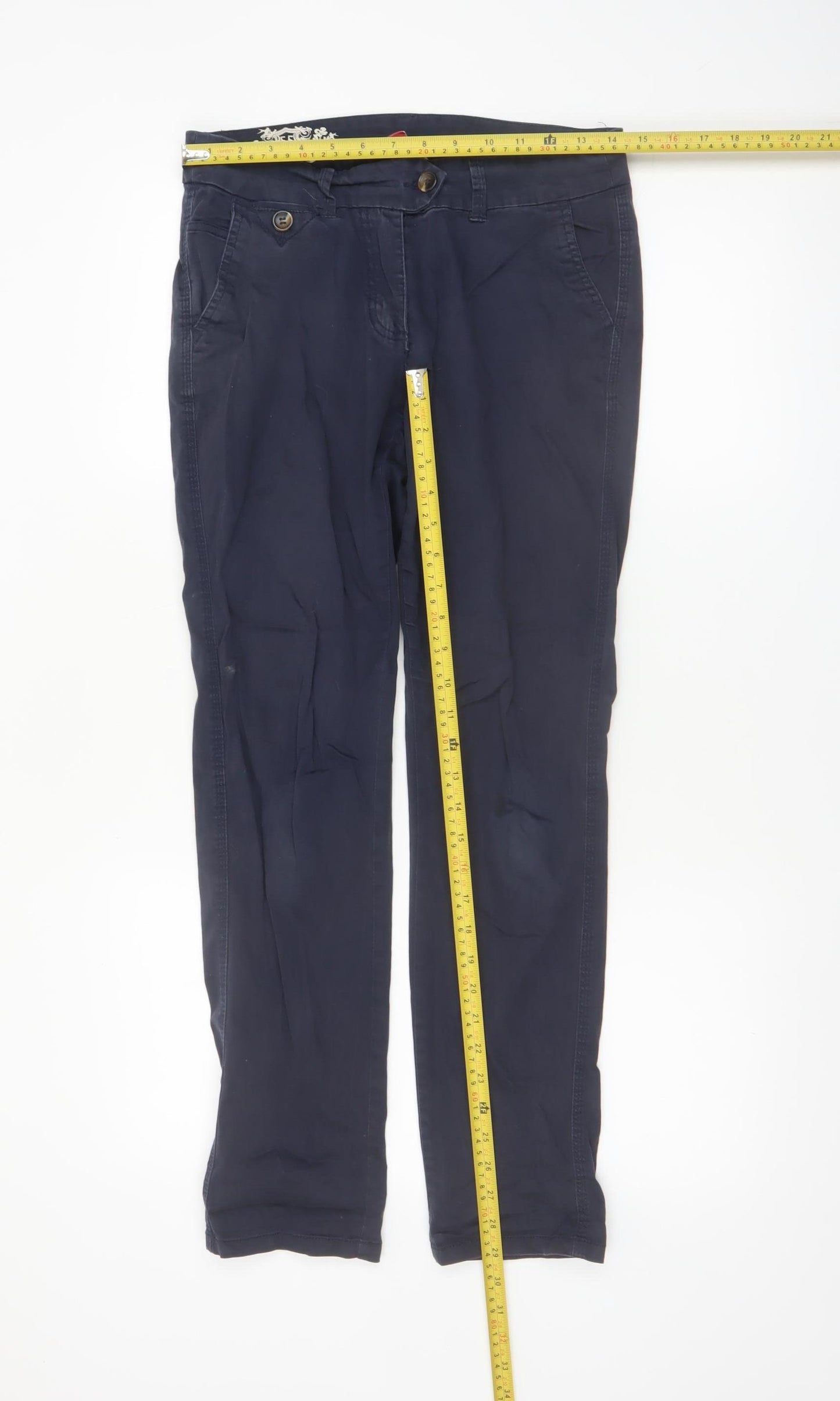 Palmer Prestige Women's Blue Chino Trousers Size 8 Straight Fit