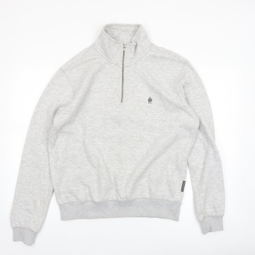 French Connection Men's Grey M 1/2 Zip Sweatshirt High Neck
