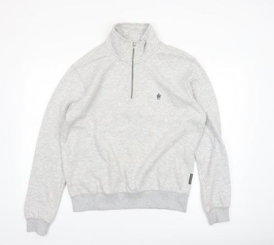 French Connection Men's Grey M 1/2 Zip Sweatshirt High Neck