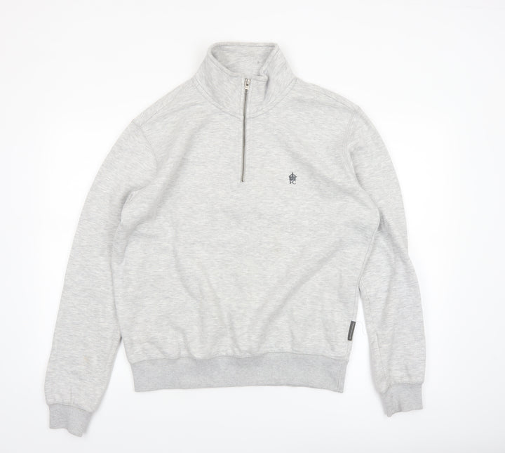 French Connection Men's Grey M 1/2 Zip Sweatshirt High Neck