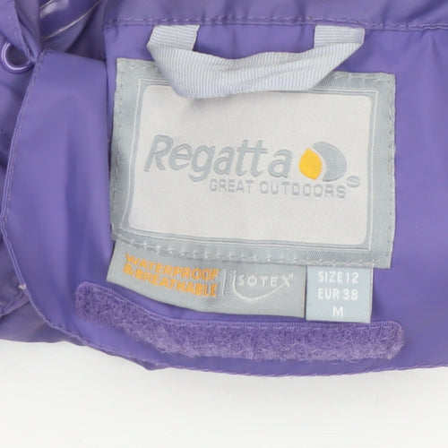 Regatta Women's Purple Waterproof Hooded Rain Jacket Size 12