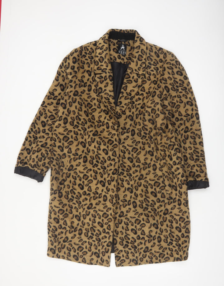 Atmosphere Women's Brown Leopard Print Long Coat Size 14
