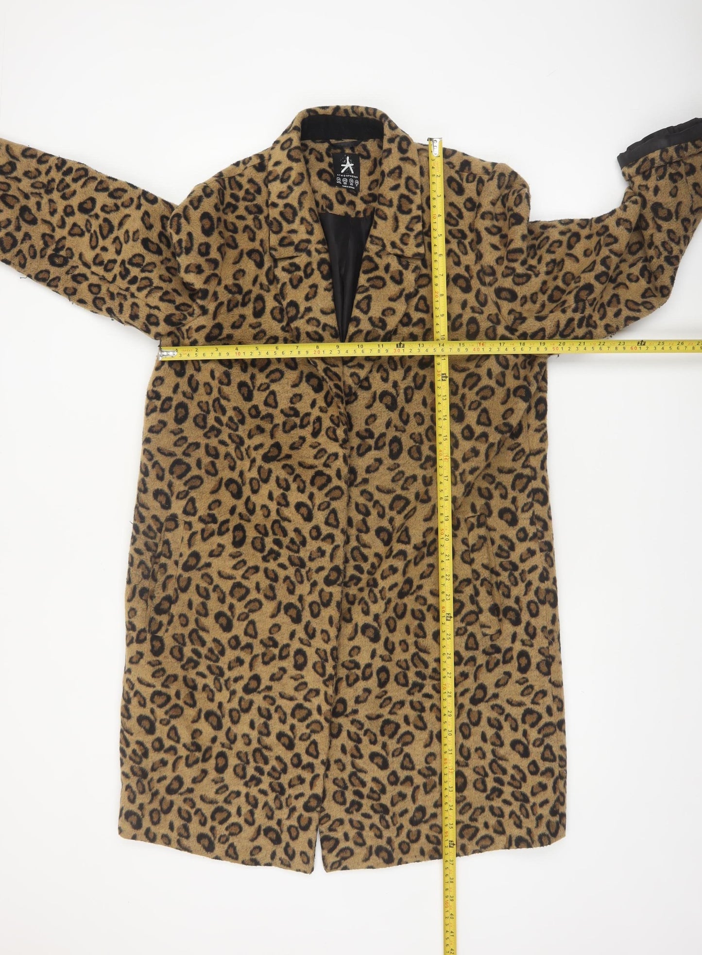 Atmosphere Women's Brown Leopard Print Long Coat Size 14