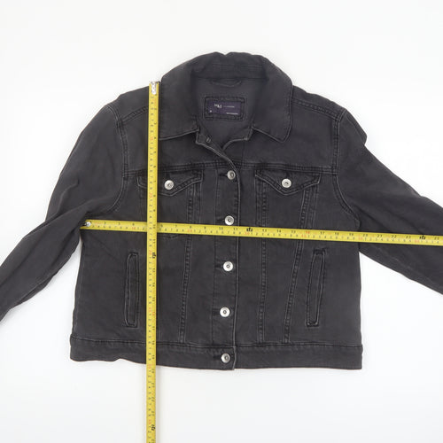 Marks and Spencer Women Black Denim Jacket Size 16 Casual Classic