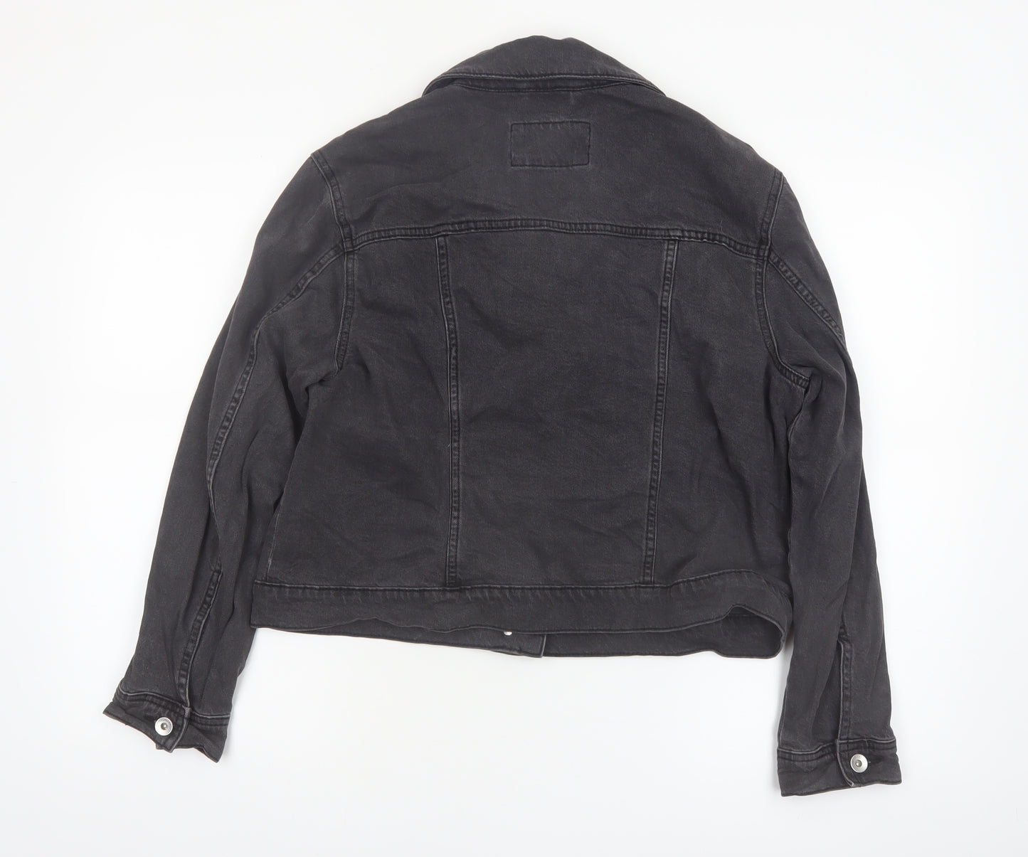 Marks and Spencer Women Black Denim Jacket Size 16 Casual Classic