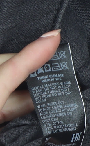 Marks and Spencer Women Black Denim Jacket Size 16 Casual Classic
