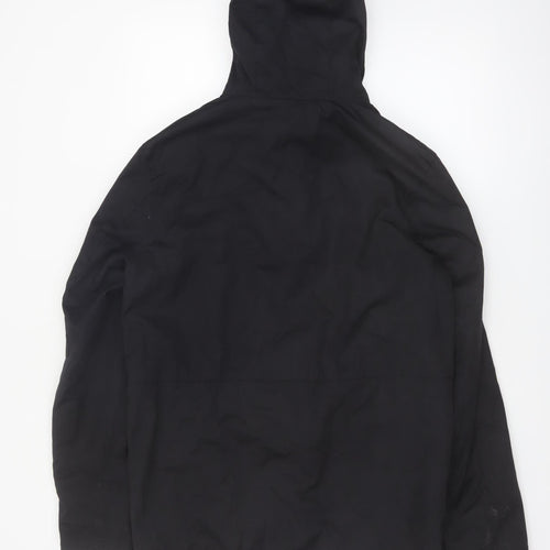 Next Men's Black Small Hooded Parka Coat Polyester Cotton Blend