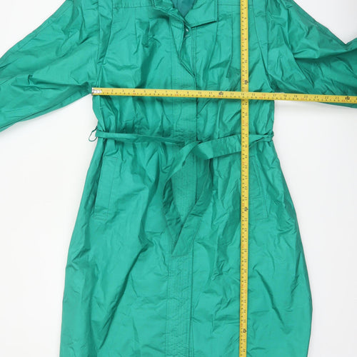 Weather Wise Women’s Green Long Rain Coat Belted Waterproof Size 11/12