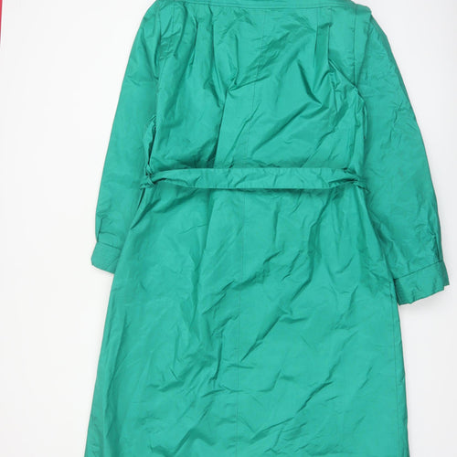 Weather Wise Women’s Green Long Rain Coat Belted Waterproof Size 11/12
