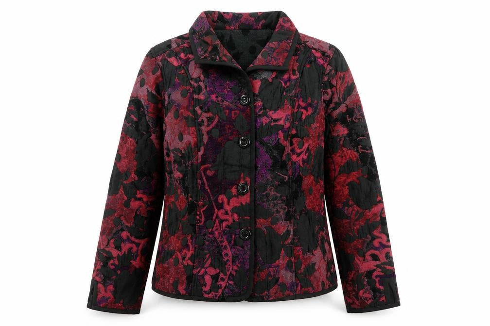 Front view of Christopher & Banks Women's Multicoloured Floral Button Jacket, size S