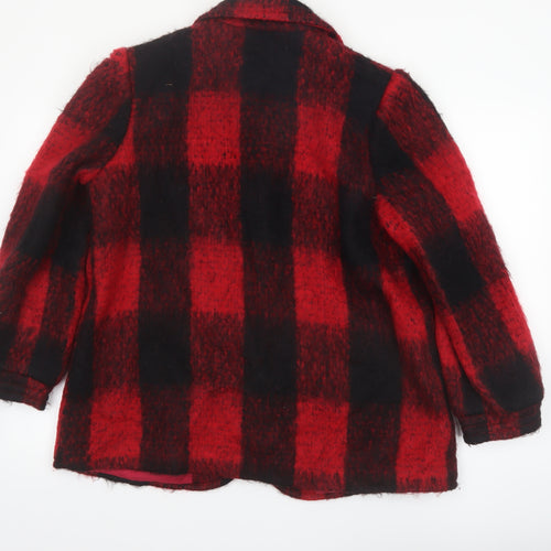Hennessy by Nan Hoover Women Red Check Wool Overcoat Size 14