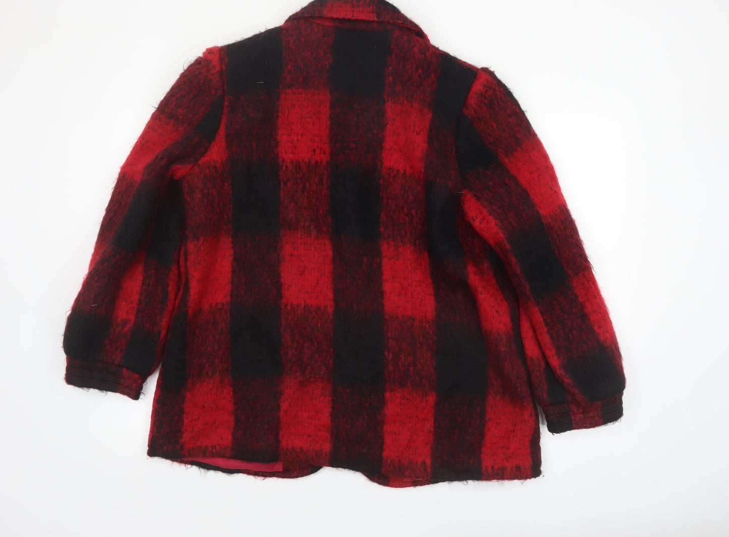 Hennessy by Nan Hoover Women Red Check Wool Overcoat Size 14