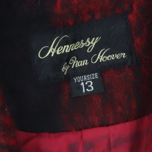 Hennessy by Nan Hoover Women Red Check Wool Overcoat Size 14