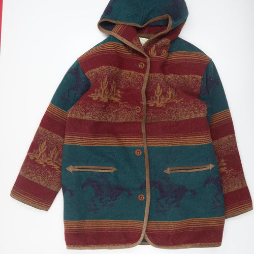 Sequence Womens Multicoloured Wool Blend Hooded Western Coat M