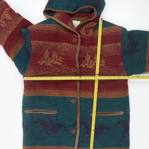 Sequence Womens Multicoloured Wool Blend Hooded Western Coat M