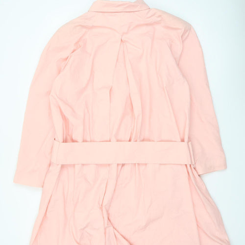 Downpour Women Pink Mid-Length Belted Rain Coat S