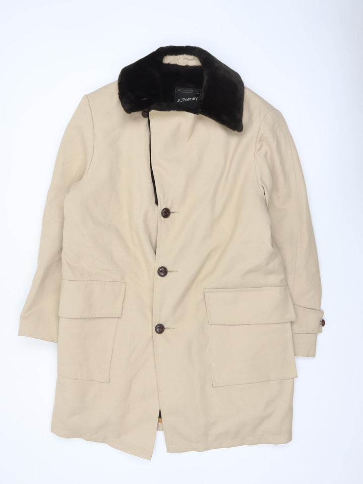 JCPenney Men's Beige Cotton Mid-Length Overcoat 40R Classic Style