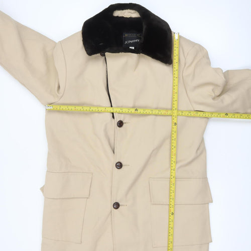JCPenney Men's Beige Cotton Mid-Length Overcoat 40R Classic Style
