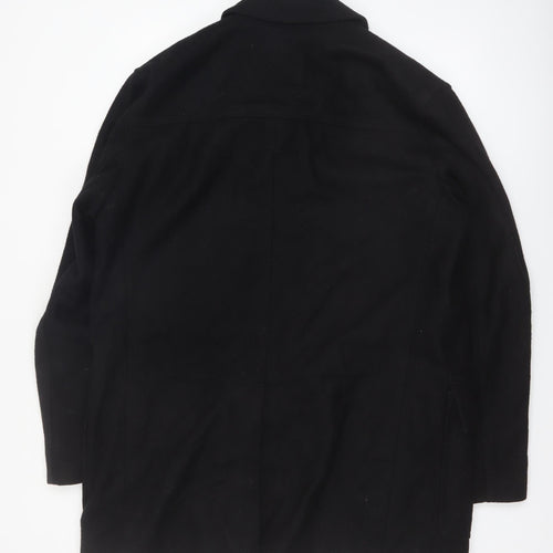 Express Men’s Black Wool Blend Mid-Length Overcoat L
