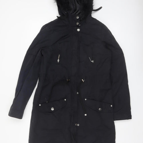 Maine New England Women's Black Hooded Parka Coat Size 10
