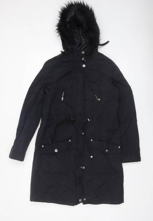Maine New England Women's Black Hooded Parka Coat Size 10