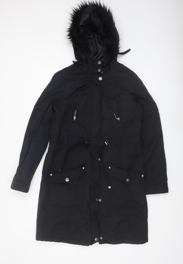 Maine New England Women's Black Hooded Parka Coat Size 10