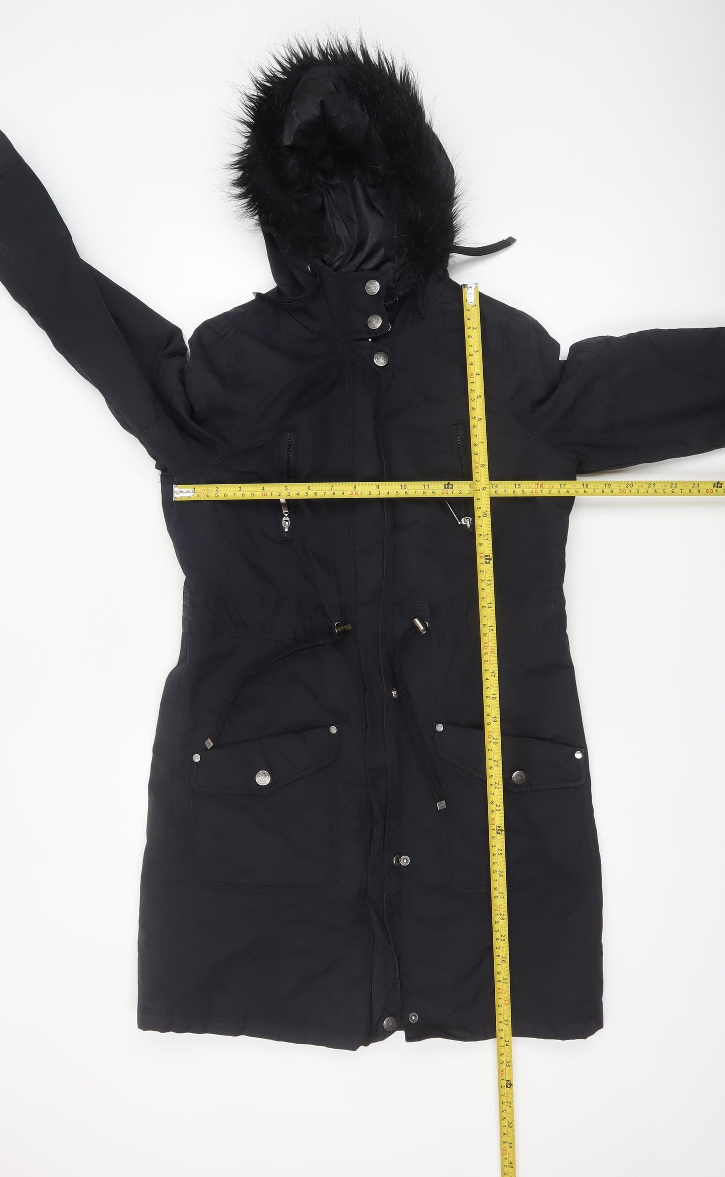 Maine New England Women's Black Hooded Parka Coat Size 10