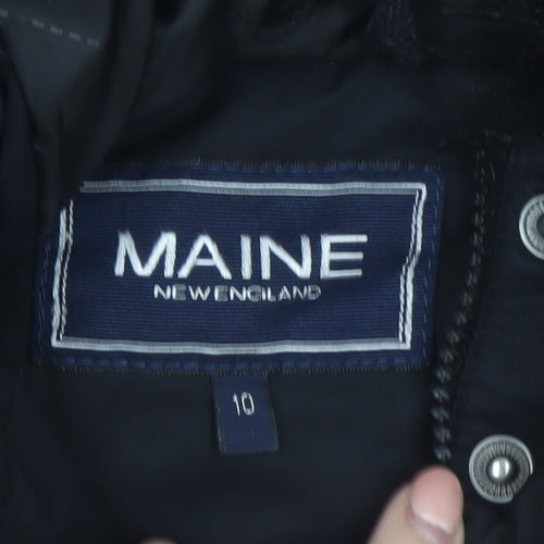 Maine New England Women's Black Hooded Parka Coat Size 10