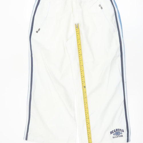 Bear USA Womens White Jogger Trousers Size 12 Elastic Waist Sports Style