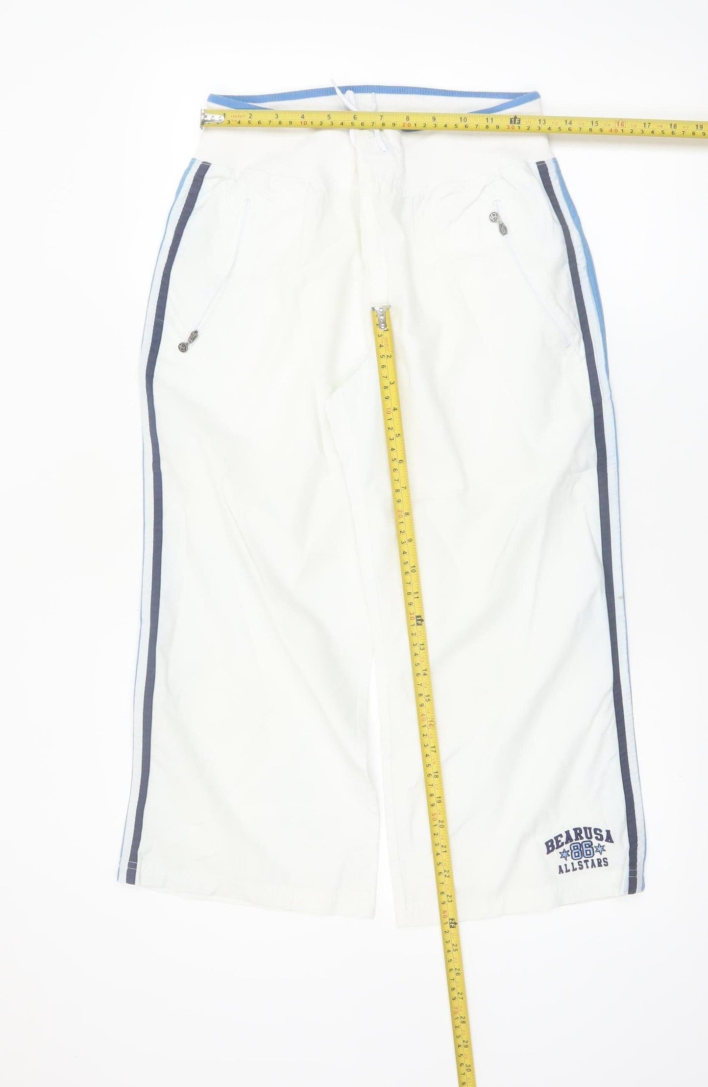 Bear USA Womens White Jogger Trousers Size 12 Elastic Waist Sports Style