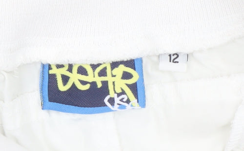 Bear USA Womens White Jogger Trousers Size 12 Elastic Waist Sports Style