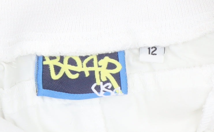 Bear USA Womens White Jogger Trousers Size 12 Elastic Waist Sports Style