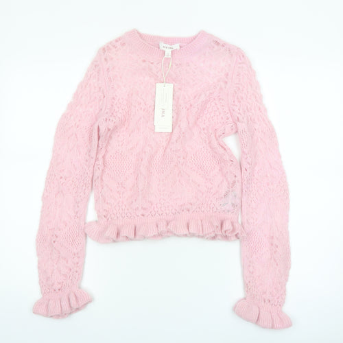 Marks and Spencer Per Una Women Pink S Cable-Knit Jumper