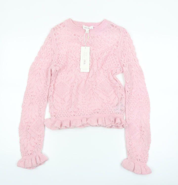 Marks and Spencer Per Una Women Pink S Cable-Knit Jumper