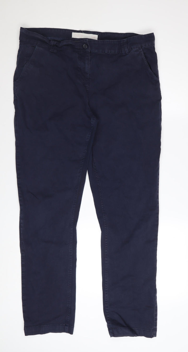 Next Women’s Blue Chino Trousers Size 16 Cotton Stretch Comfort