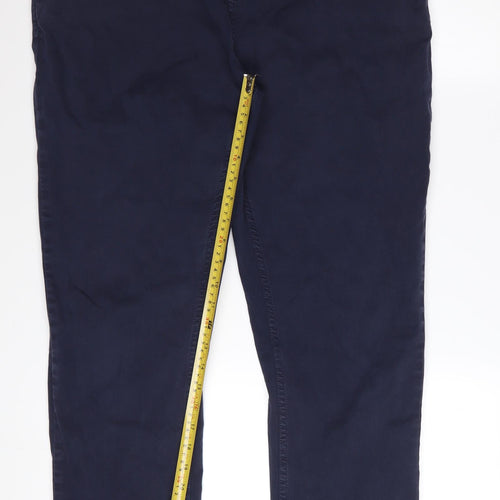 Next Women’s Blue Chino Trousers Size 16 Cotton Stretch Comfort