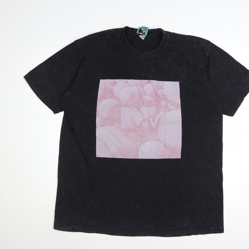 MTV Women's Black L Basic Graphic Music T-Shirt