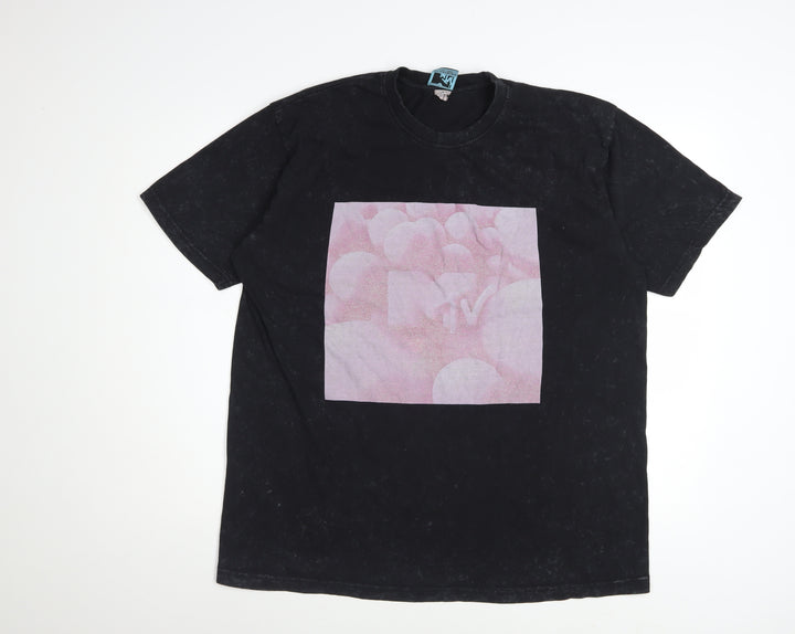 MTV Women's Black L Basic Graphic Music T-Shirt