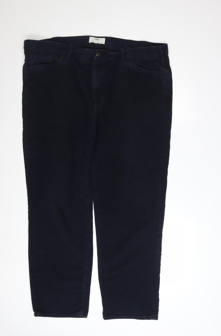 Marks and Spencer Men's Blue Chino Trousers 42x31 Regular Cotton