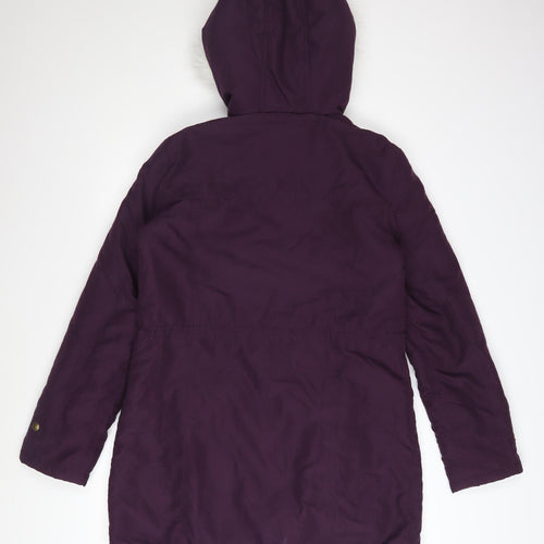 Dorothy Perkins Womens Purple Hooded Faux Fur Trim Parka Coat Size 12