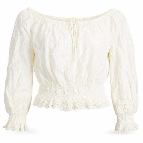 H&M Divided Women Ivory Off Shoulder Long Sleeve Peasant Blouse XS