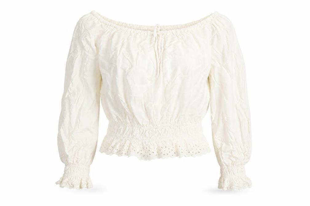 H&M Divided Women Ivory Off Shoulder Long Sleeve Peasant Blouse XS