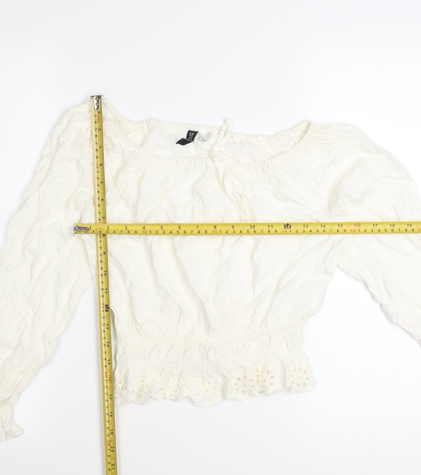 H&M Divided Women Ivory Off Shoulder Long Sleeve Peasant Blouse XS