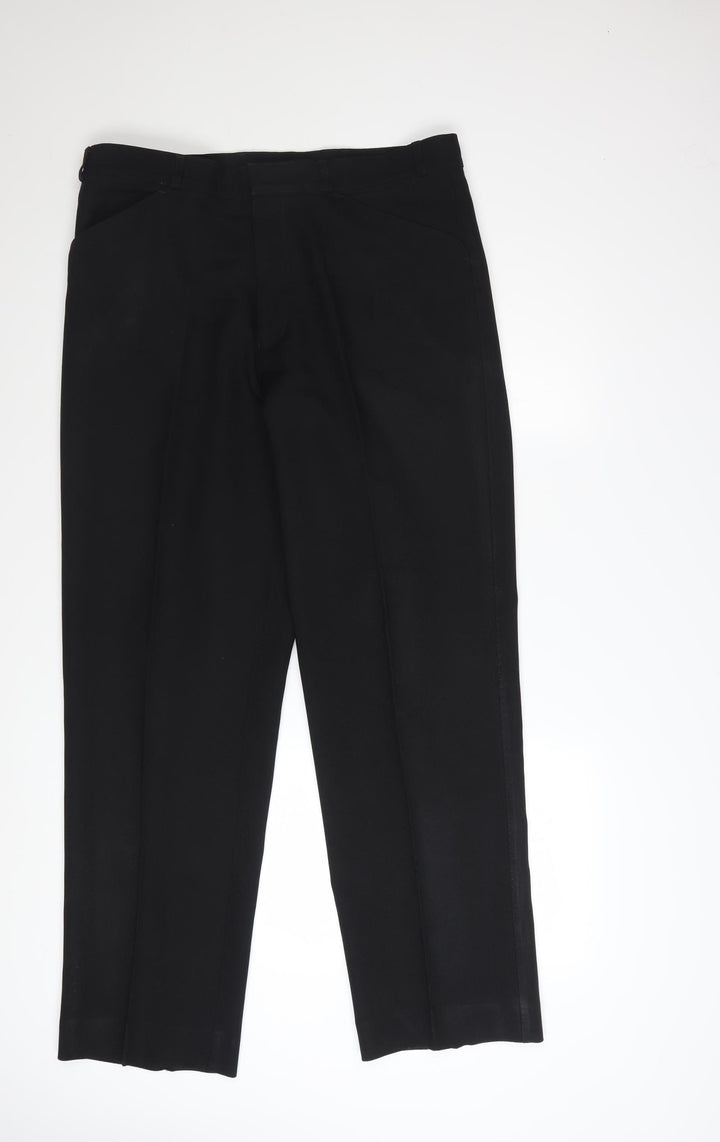 BHS Men's Black 36W 31L Regular Fit Dress Trousers