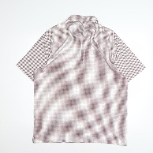 Marks and Spencer Men's Red Check Cotton Polo Shirt Size L